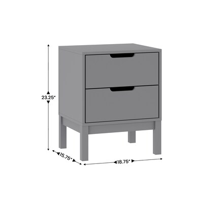 Flash Furniture Dallas 18.75"W x 15.75"D Wooden Nightstand with 2 Drawers, Gray (MG0900312NSGY)
