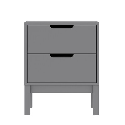 Flash Furniture Dallas 18.75"W x 15.75"D Wooden Nightstand with 2 Drawers, Gray (MG0900312NSGY)