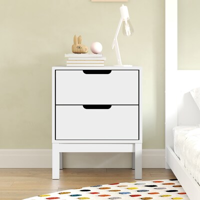 Flash Furniture Dallas 18.75W x 15.75D Wooden Nightstand with 2 Drawers, White (MG0900312NSWH)