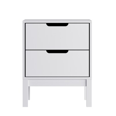 Flash Furniture Dallas 18.75"W x 15.75"D Wooden Nightstand with 2 Drawers, White (MG0900312NSWH)