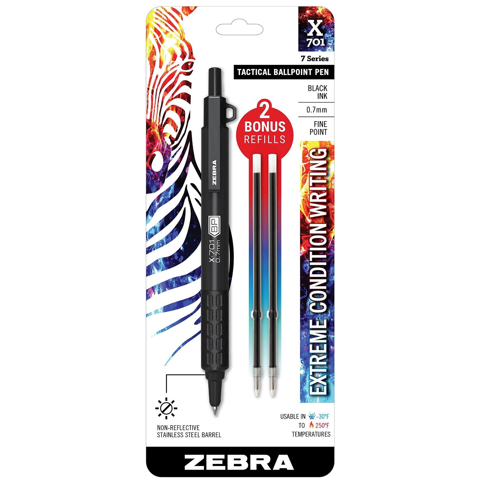 Zebra X-701 RT BP Tactical Ballpoint Pen, Black Ink (29811)
