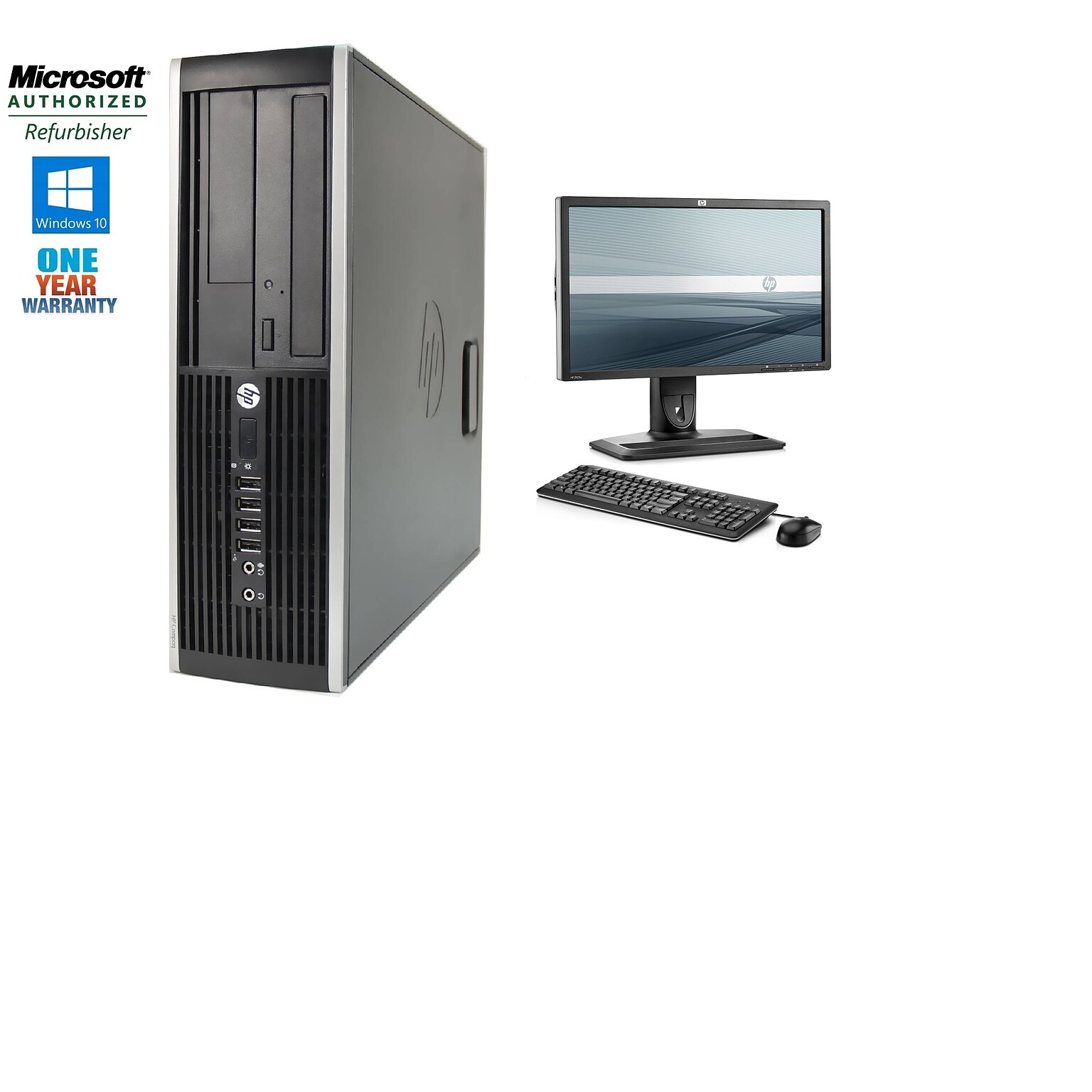 HP Elite 8000 SFF Intent Core 2 Duo E8400 3.0 GHz 8GB 1TB Windows 10 Home bundled with a 22” LCD Monitor, Refurbished