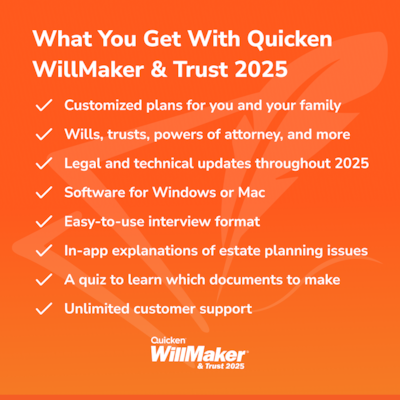 Quicken WillMaker & Trust 2025 for 1 User, Windows/Mac, Download (IND945800V087)