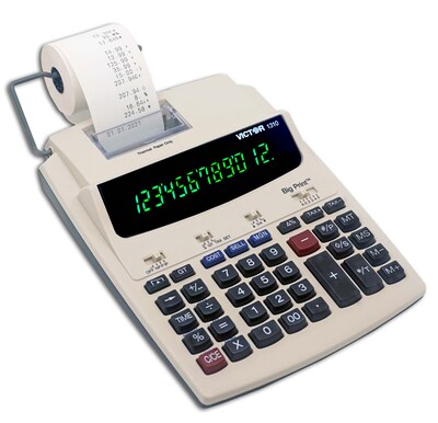 Victor Big Print (1310) 12-Digit Thermal Printing, Desktop Calculator, White/Black