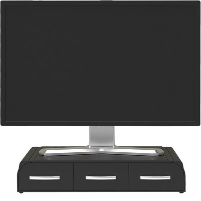 Mind Reader Anchor Collection Monitor Stand 3 Draws for Storage, Up to 22" Monitor, Black, 2/Pack (2MONSTA3D-BLK)
