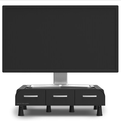 Mind Reader Anchor Collection Monitor Stand 3 Draws for Storage, Up to 22" Monitor, Black, 2/Pack (2MONSTA3D-BLK)