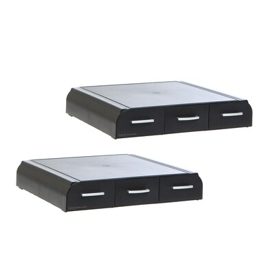 Mind Reader Anchor Collection Monitor Stand 3 Draws for Storage, Up to 22 Monitor, Black, 2/Pack (2