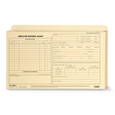 ComplyRight Expanded Employee Records File Jacket, 1 Expansion, Legal Size, Manila, 25/Each (A5010)