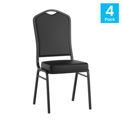 Flash Furniture HERCULES Series Vinyl Stacking Banquet Chair, Black, 4/Pack (4FDC01BBKVY)