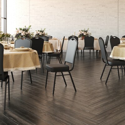 Flash Furniture HERCULES Series Vinyl Stacking Banquet Chair, Black, 4/Pack (4FDC01BBKVY)