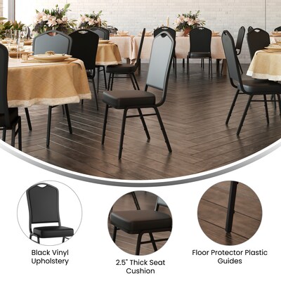 Flash Furniture HERCULES Series Vinyl Stacking Banquet Chair, Black, 4/Pack (4FDC01BBKVY)