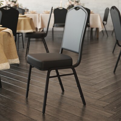 Flash Furniture HERCULES Series Vinyl Stacking Banquet Chair, Black, 4/Pack (4FDC01BBKVY)