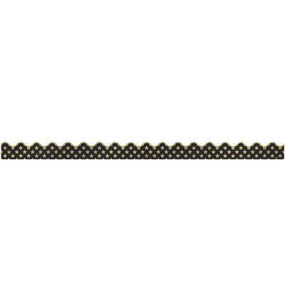 Sparkle and Shine Gold Glitter Stars Scalloped Borders (108320)
