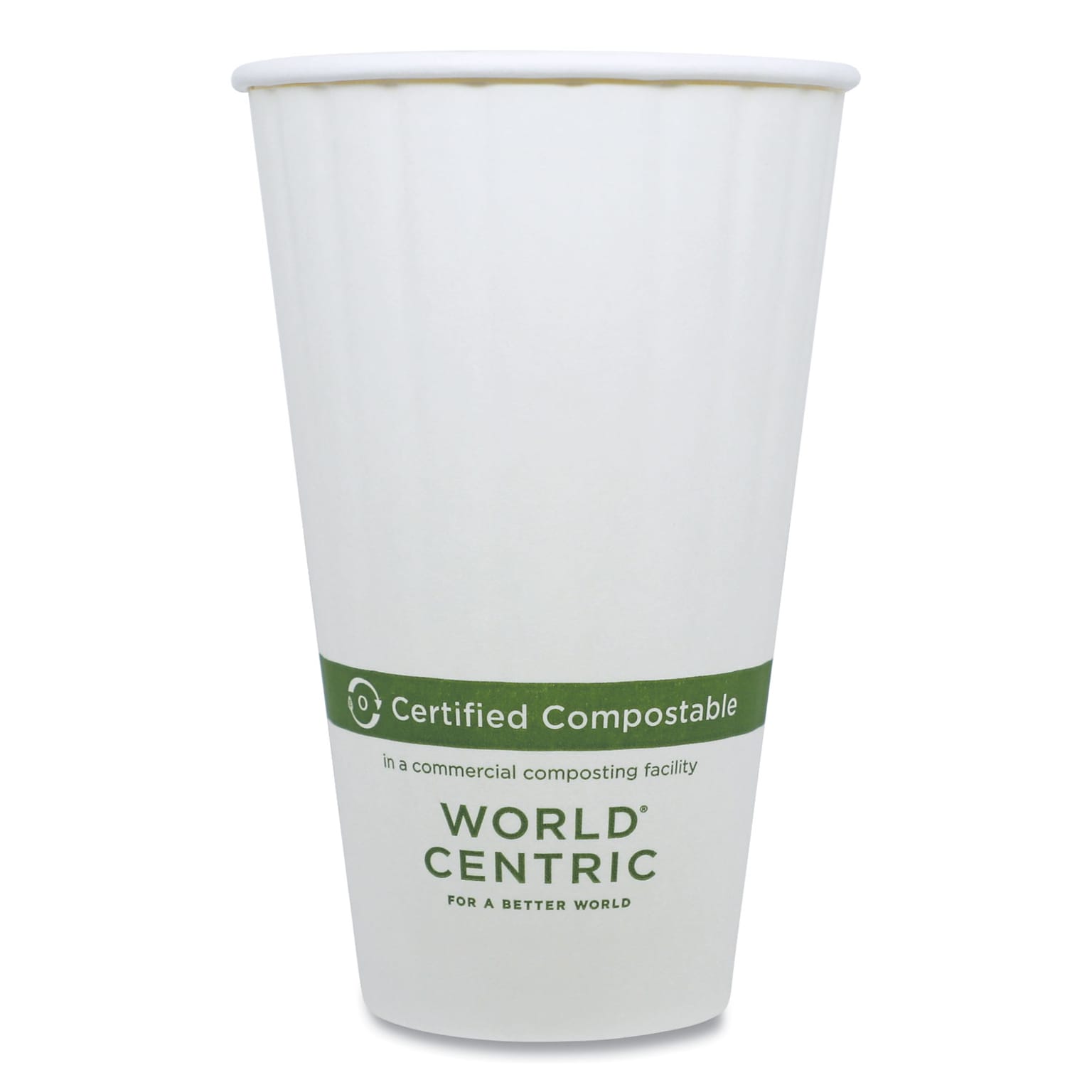 World Centric Compostable Paper Double Wall Hot Cups, 16 oz., White, 600/Carton (CU-PA-16D)