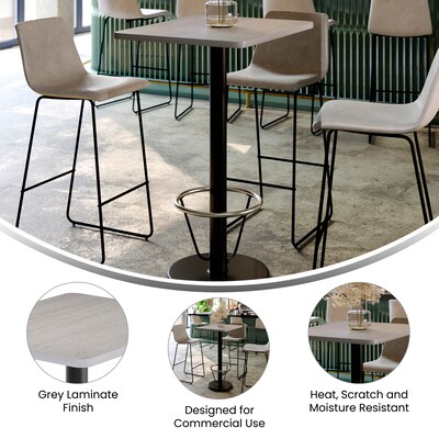 Flash Furniture Stiles Laminate Dining Table with Round Base and Footring, 30"D x 24"W, Gray (XUGY2430TR18B3F)