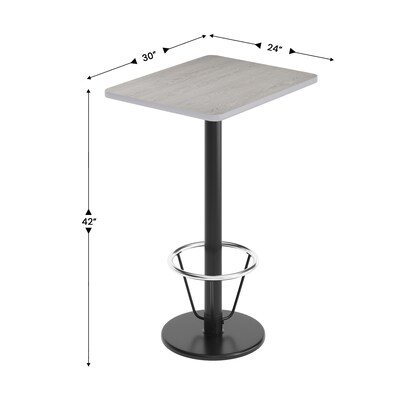 Flash Furniture Stiles Laminate Dining Table with Round Base and Footring, 30"D x 24"W, Gray (XUGY2430TR18B3F)