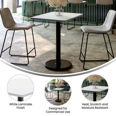 Flash Furniture Graniss Laminate Dining Table with Round Base, 30"D x 24"W, White (XUWH2430TR18)