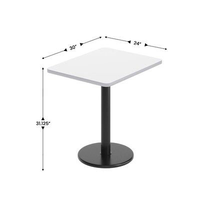 Flash Furniture Graniss Laminate Dining Table with Round Base, 30"D x 24"W, White (XUWH2430TR18)