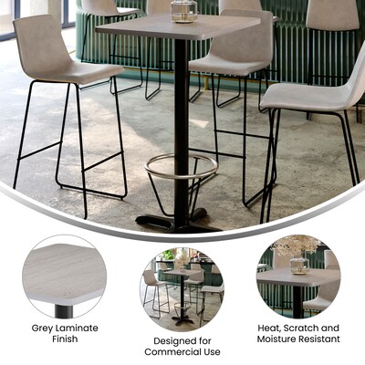 Flash Furniture Stiles Laminate Dining Table with X Base and Footring, 30"D x 24"W, Gray (XUGY2430T22B3F)