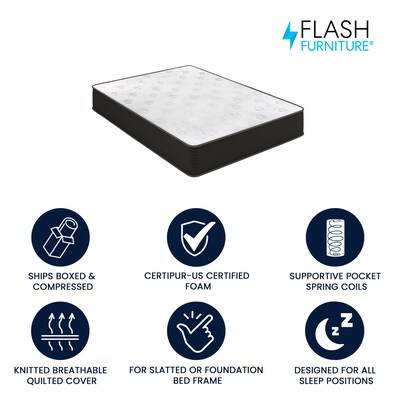 Flash Furniture Dream 10" Pocket Spring Hybrid Mattress, Full Mattress in a Box (BSE230PRF10CBK)