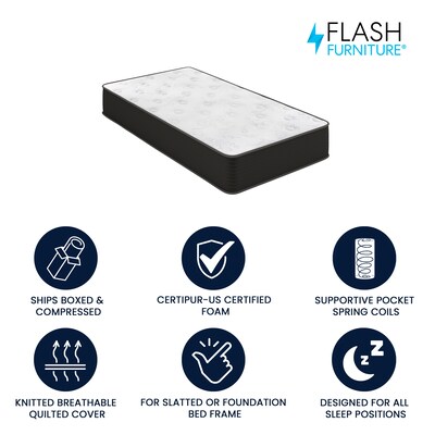 Flash Furniture Dream 10" Pocket Spring Hybrid Mattress, Twin Mattress in a Box (BSE230PRT10CBK)