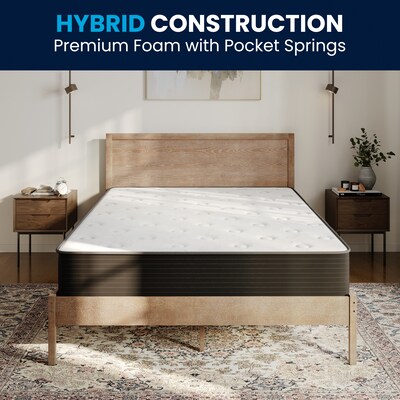 Flash Furniture Dream 10" Pocket Spring Hybrid Mattress, Queen Mattress in a Box (BSE230PRQ10CBK)