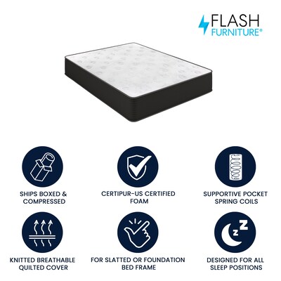 Flash Furniture Dream 12" Pocket Spring Hybrid Mattress, Queen Mattress in a Box (BSE230PRQ12CBK)