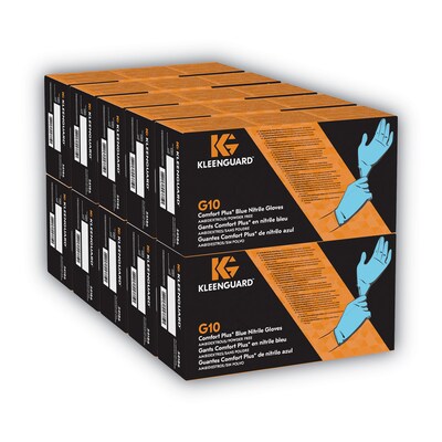 KleenGuard G10 Comfort Plus Blue Nitrile Gloves, Small, Powder Free, Light Blue (ANS54186)