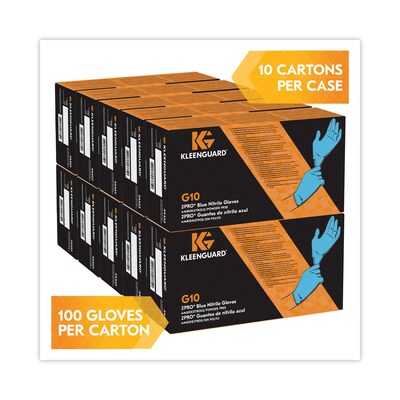 KleenGuard G10 2Pro Powder Free Nitrile Industrial Gloves, Latex Free, Medium, Blue, 1000/Carton (ANS54422CT)