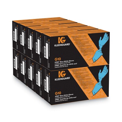 KleenGuard G10 2Pro Powder Free Nitrile Industrial Gloves, Latex Free, Large, Blue, 100 Gloves/Box, 10 Boxes/Carton (ANS54423CT)