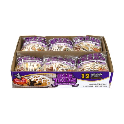 Cloverhill Big Texas Cinnamon Rolls, 4 oz., 12/Pack (900-00135)