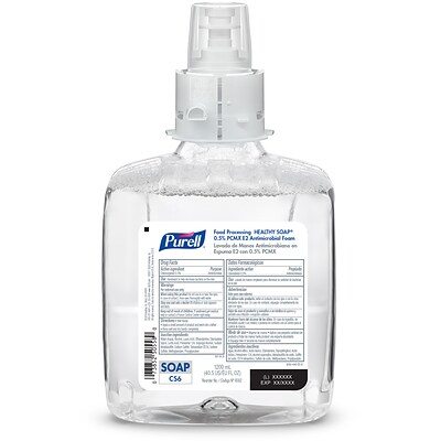 PURELL® Food Processing HEALTHY SOAP® 0.5% PCMX E2 Foam Refill, Frangrace Free, CS6, 1200 mL, 2/Cart