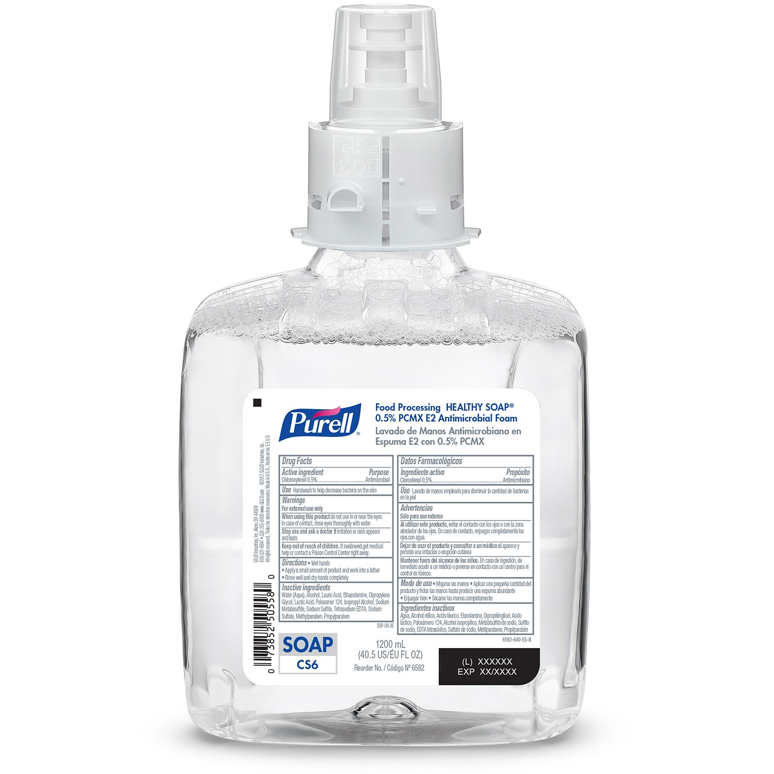PURELL® Food Processing HEALTHY SOAP® 0.5% PCMX E2 Foam Refill, Frangrace Free, CS6, 1200 mL, 2/Cart