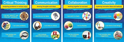 Barker Creek STEM/STEAM Poster Set 19" x 13 3/8" 21st Century 4-C Skills, 9/Set (BC1889)