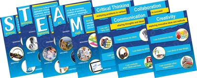 Barker Creek STEM/STEAM Poster Set 19" x 13 3/8" 21st Century 4-C Skills, 9/Set (BC1889)
