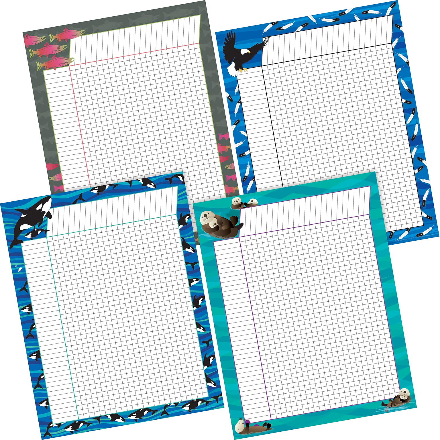 Barker Creek Sea & Sky Incentive Chart Set, 17 x 22, Multicolored, 4/Set (500)