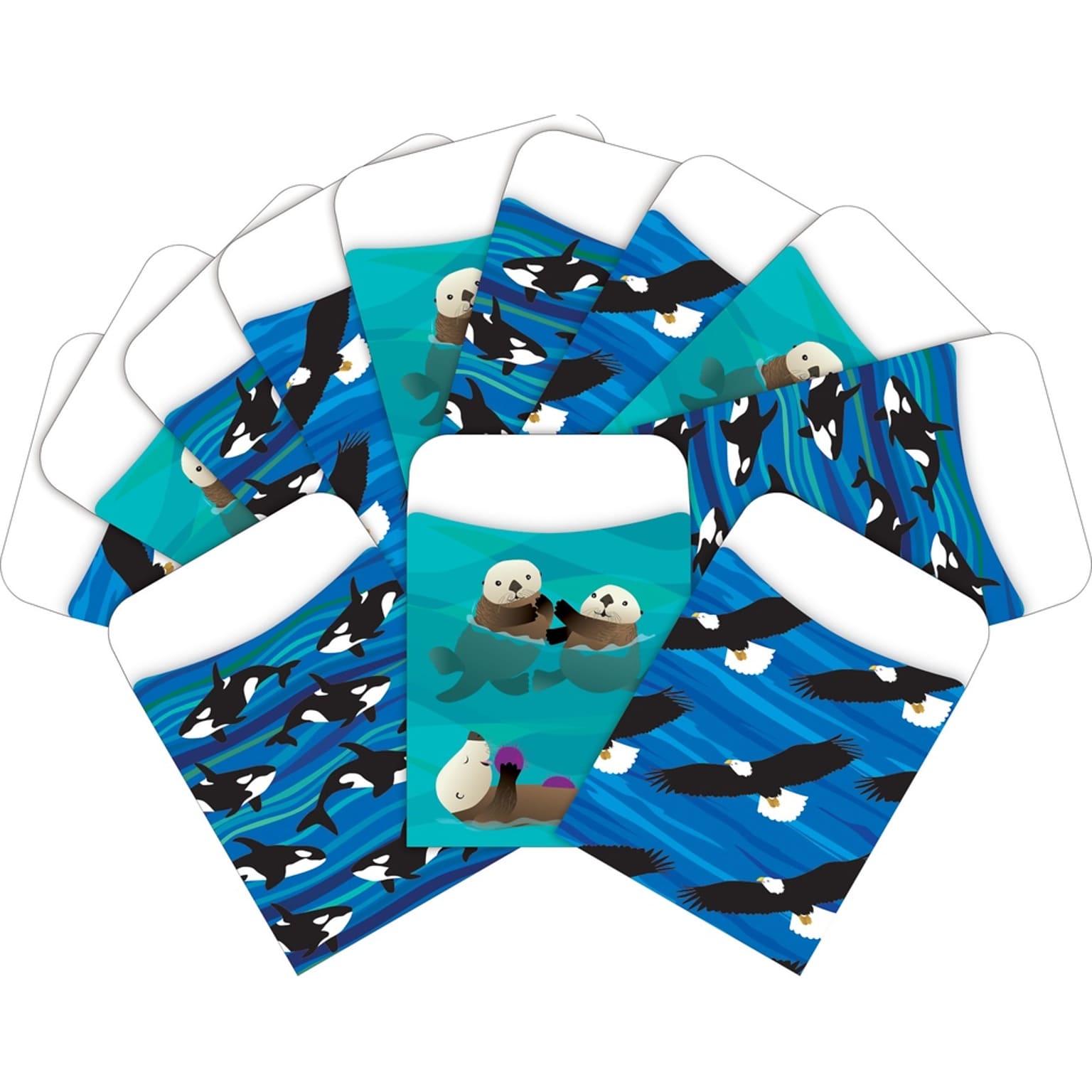 Barker Creek Sea & Sky Peel & Stick Library Pockets, 5.125 x 3.5, 30/Pack (1277)