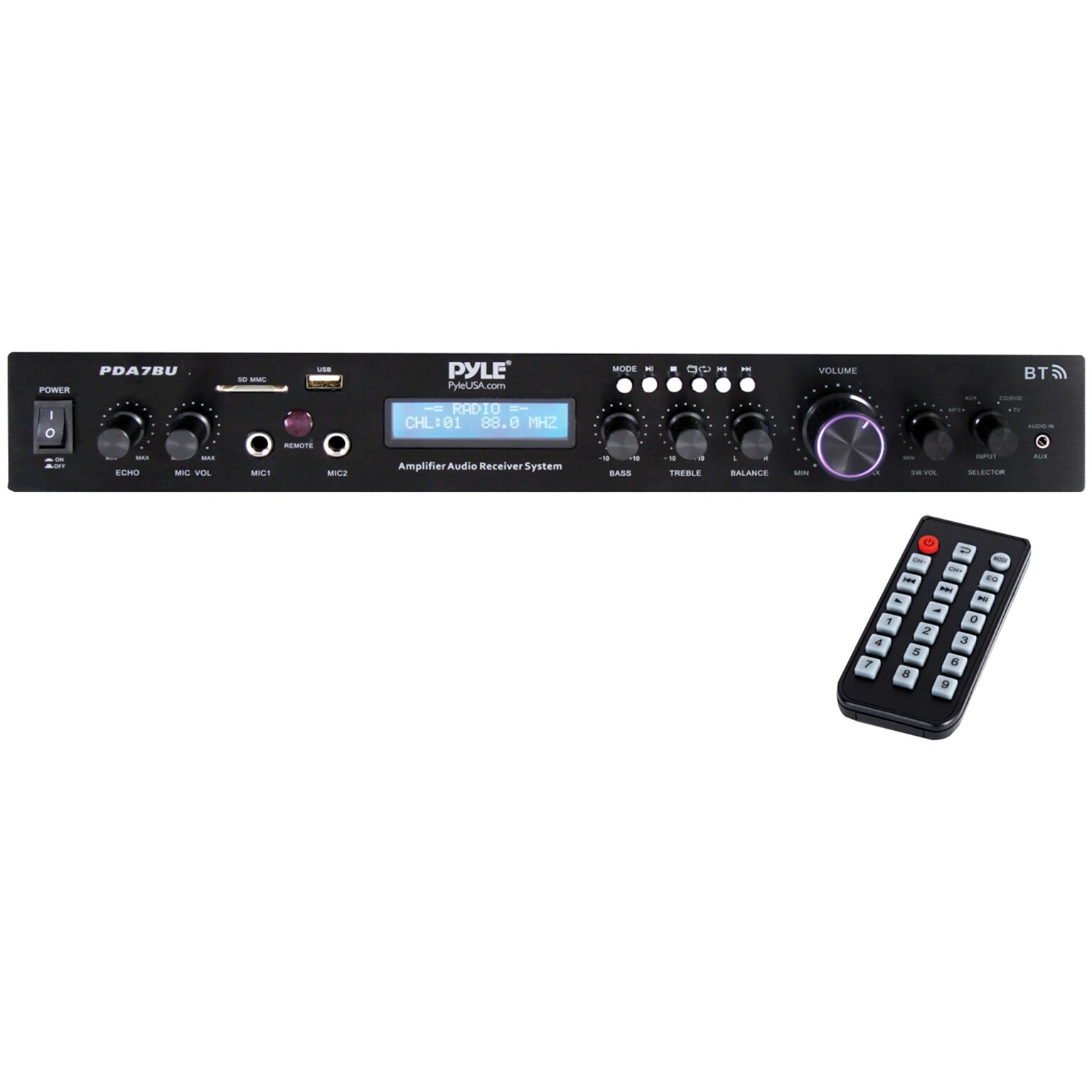 Pyle Home Theater Audio Receiver Sound System with Bluetooth PDA7BU, Black