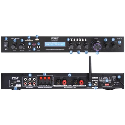 Pyle Home Theater Bluetooth Audio Receiver Sound System, Black (PDA7BU)
