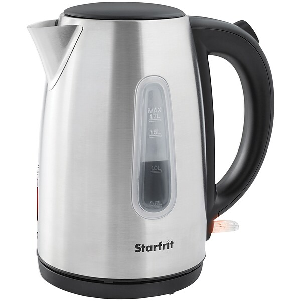 Mega Chef Glass/Stainless Steel Electric Tea Kettle, 1.8 Liter,  Black/Silver (93596270M)