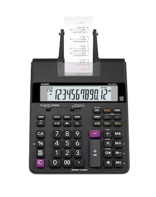 Casio HR-200RC 12-Digit Compact Printing Calculator, Black