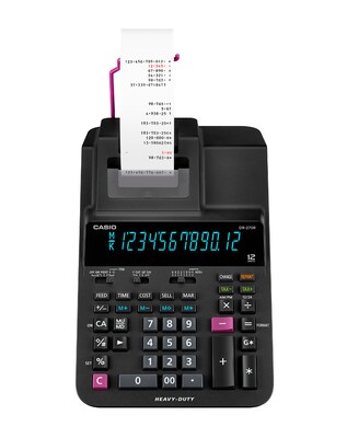 Casio Heavy-Duty (DR-270R) 12-Digit Printing Calculator, Black