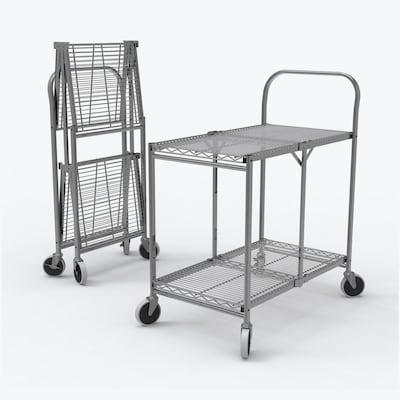 Luxor 2-Shelf Metal Mobile Utility Cart with Swivel Wheels, Chrome (WSCC-2)