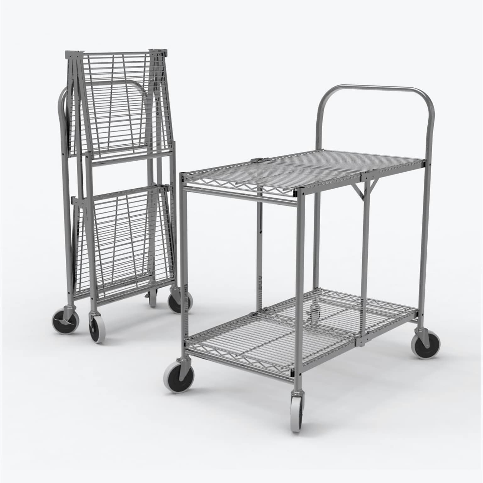 Luxor 2-Shelf Metal Mobile Utility Cart with Swivel Wheels, Chrome (WSCC-2)