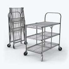 Luxor 3-Shelf Metal Mobile Utility Cart with Swivel Wheels, Chrome (WSCC-3)
