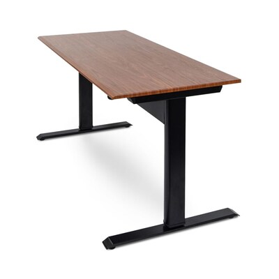 Luxor Furniture 48" Pneumatic Adjustable Desk, Teak Top (SPN48F-BK/TK)