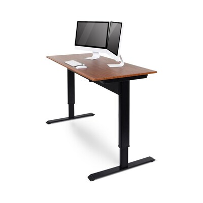 Luxor Furniture 48" Pneumatic Adjustable Desk, Teak Top (SPN48F-BK/TK)