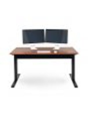 Luxor Furniture 56" Pneumatic Adjustable Desk, Teak Top (SPN56F-BK/TK)