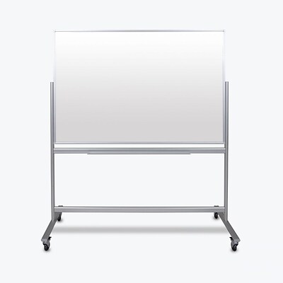 Luxor Double Sided Mobile Magnetic Glass Marker Board, Aluminum, 60x40 (MMGB6040)