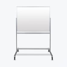 Luxor Double Sided Mobile Magnetic Glass Marker Board, Aluminum, 48x36 (MMGB4836)